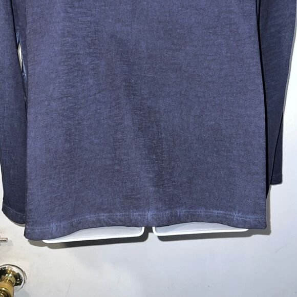 LOGO BY LORI GOLDSTEIN Navy Blue Slub Knit Long Sleeve Shirt w/ Pockets-S - Picture 6 of 9